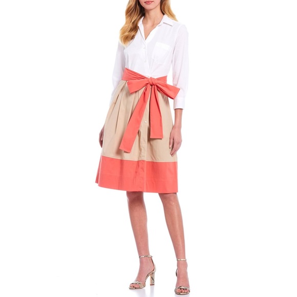 Tommy Hilfiger Dresses & Skirts - New with out tag Tommy Hilfiger Color Block Long-sleeves Spread CollarTie Belt